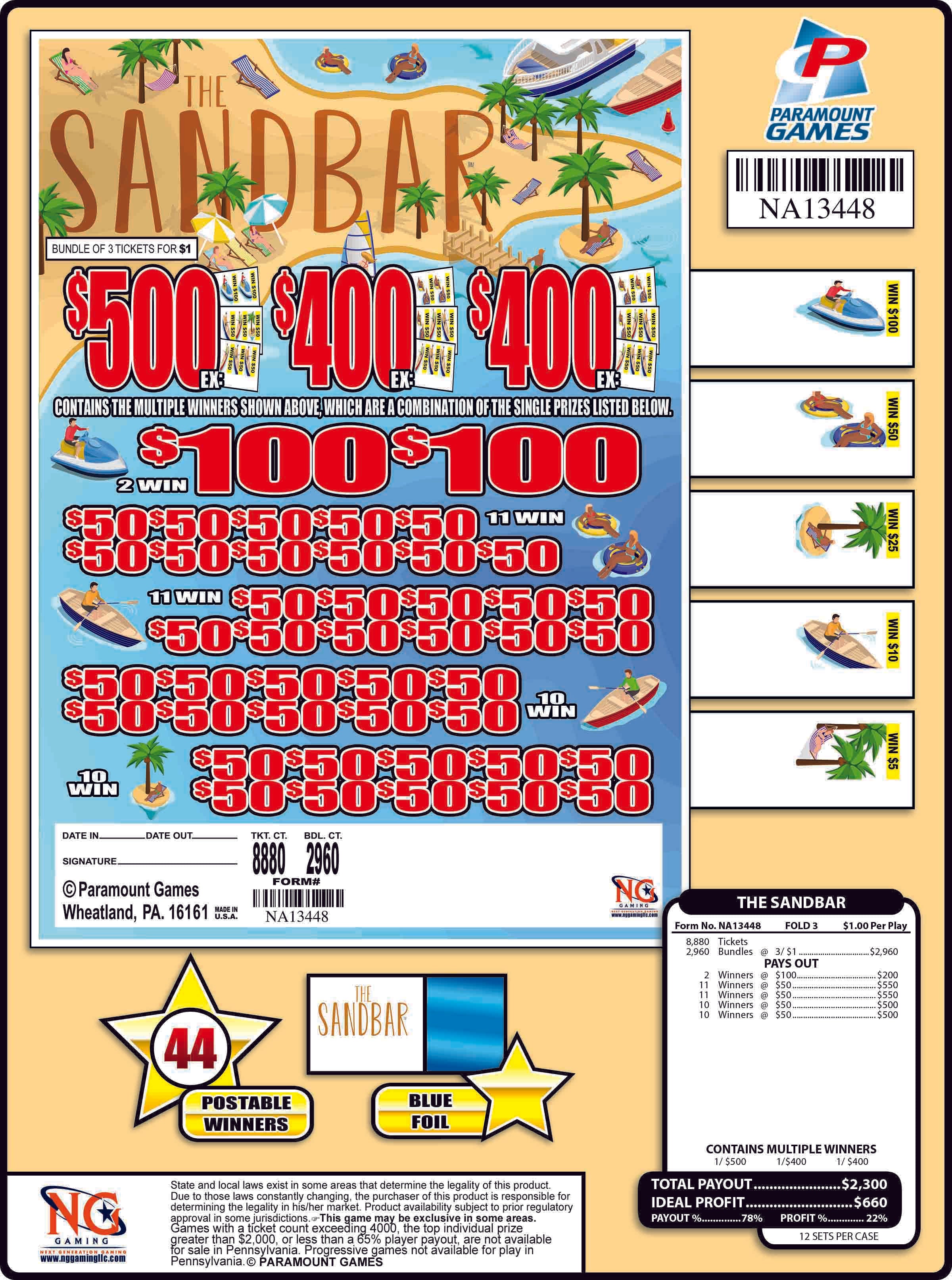 The Sandbar #13448- $1 Jar Ticket