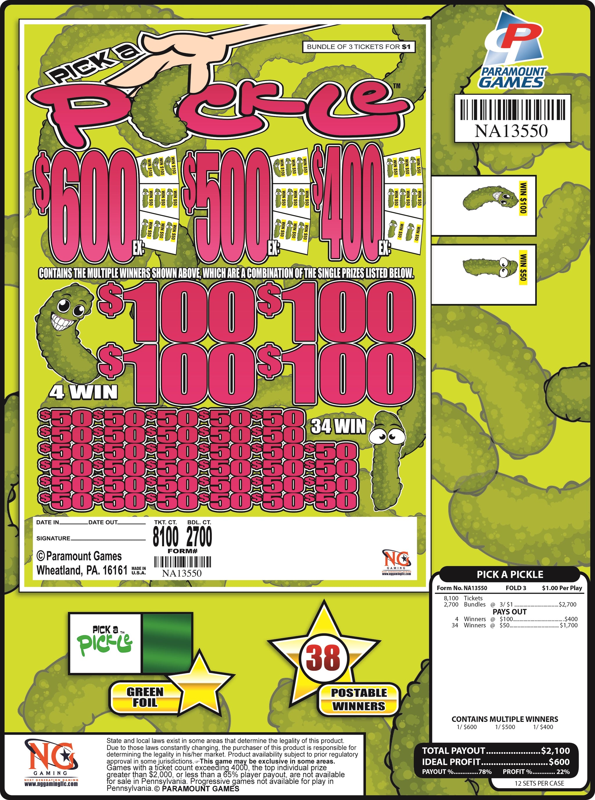 Jar Tickets – NG Gaming North Dakota