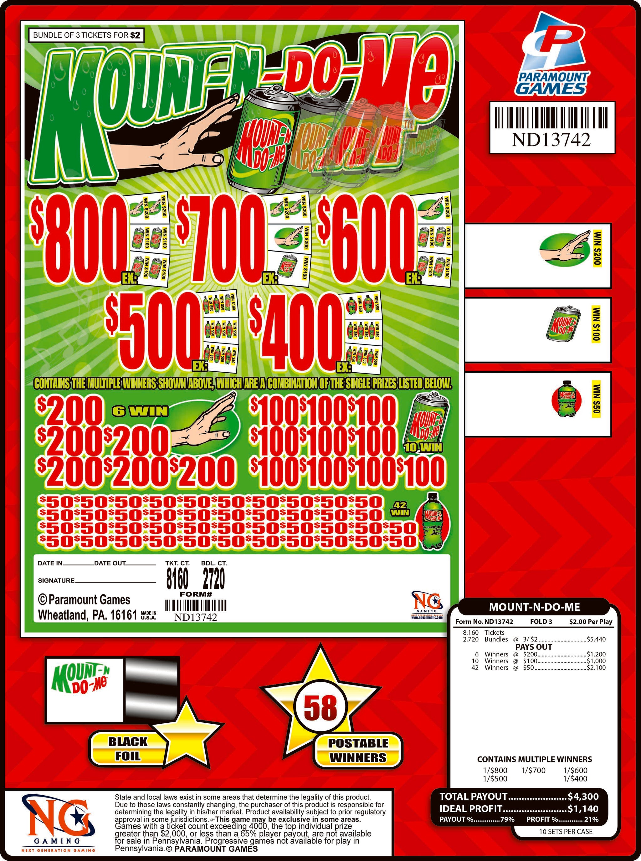 $2 Jar-Top $800 – NG Gaming North Dakota