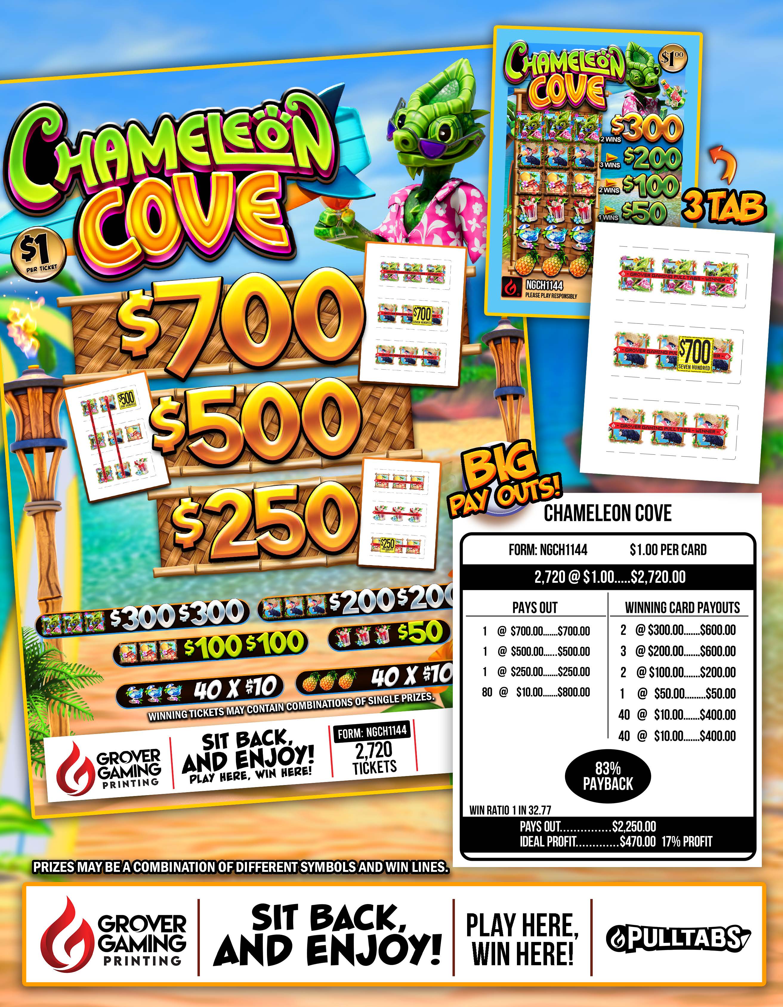 CHAMELION COVE $1 - Pull Tab  #NGCH1144