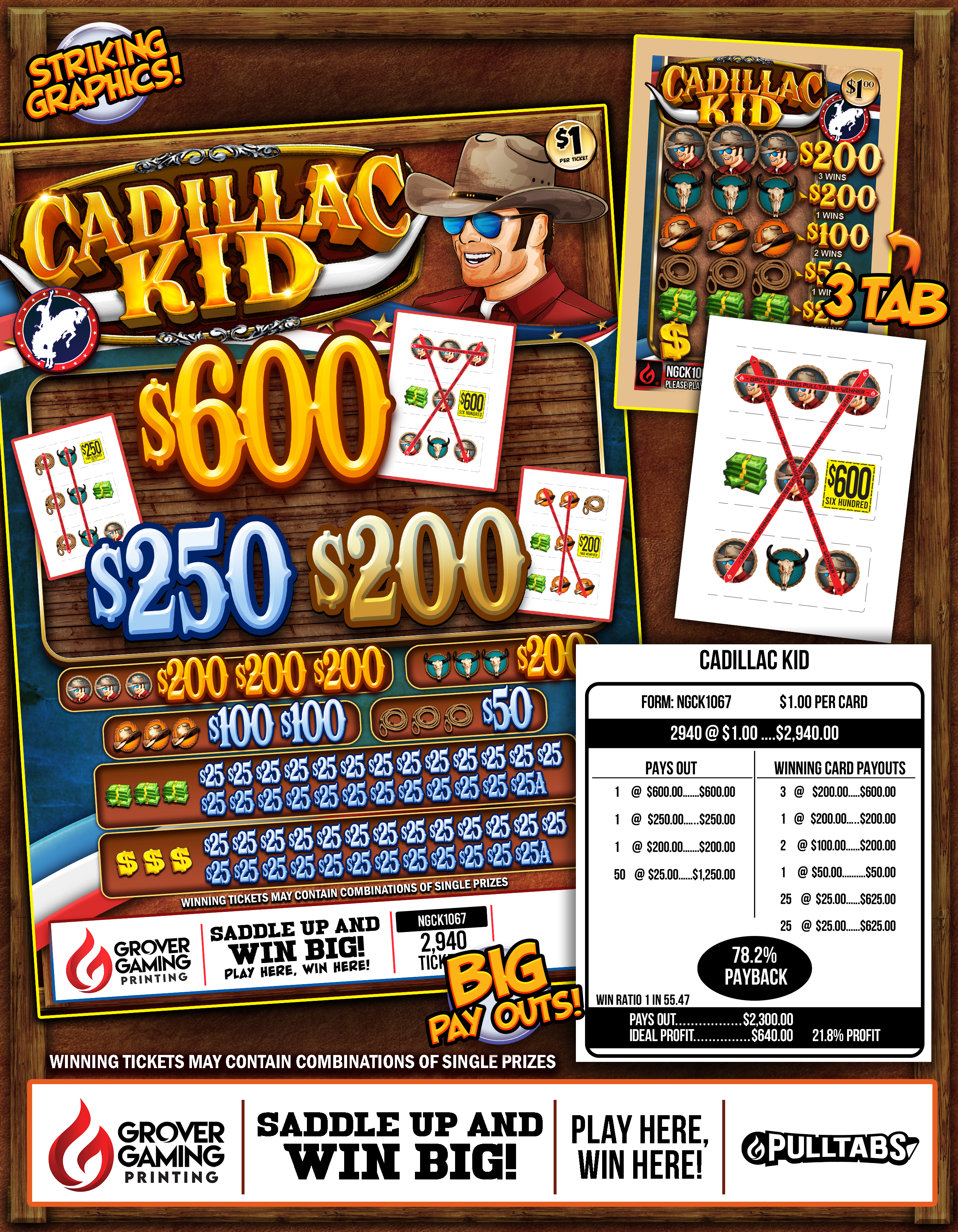 Cadillac Kid  $1 - Pull Tab  #NGCK1067