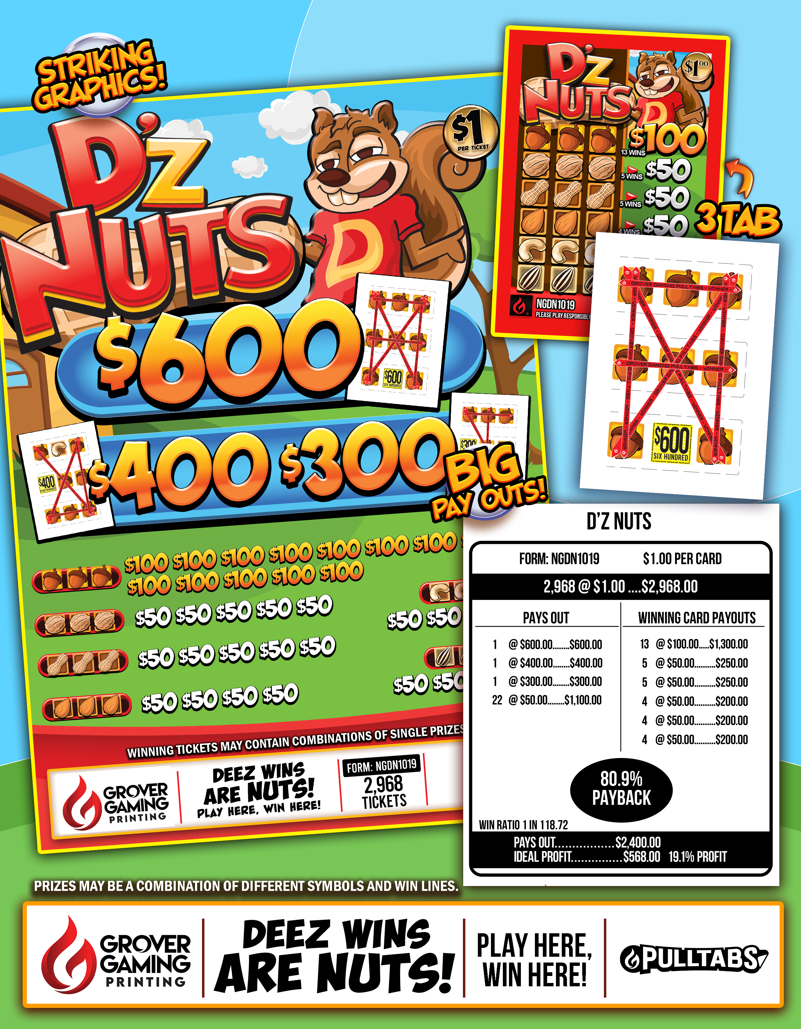 D'z Nuts   $1 - Pull Tab  #NGDN1019