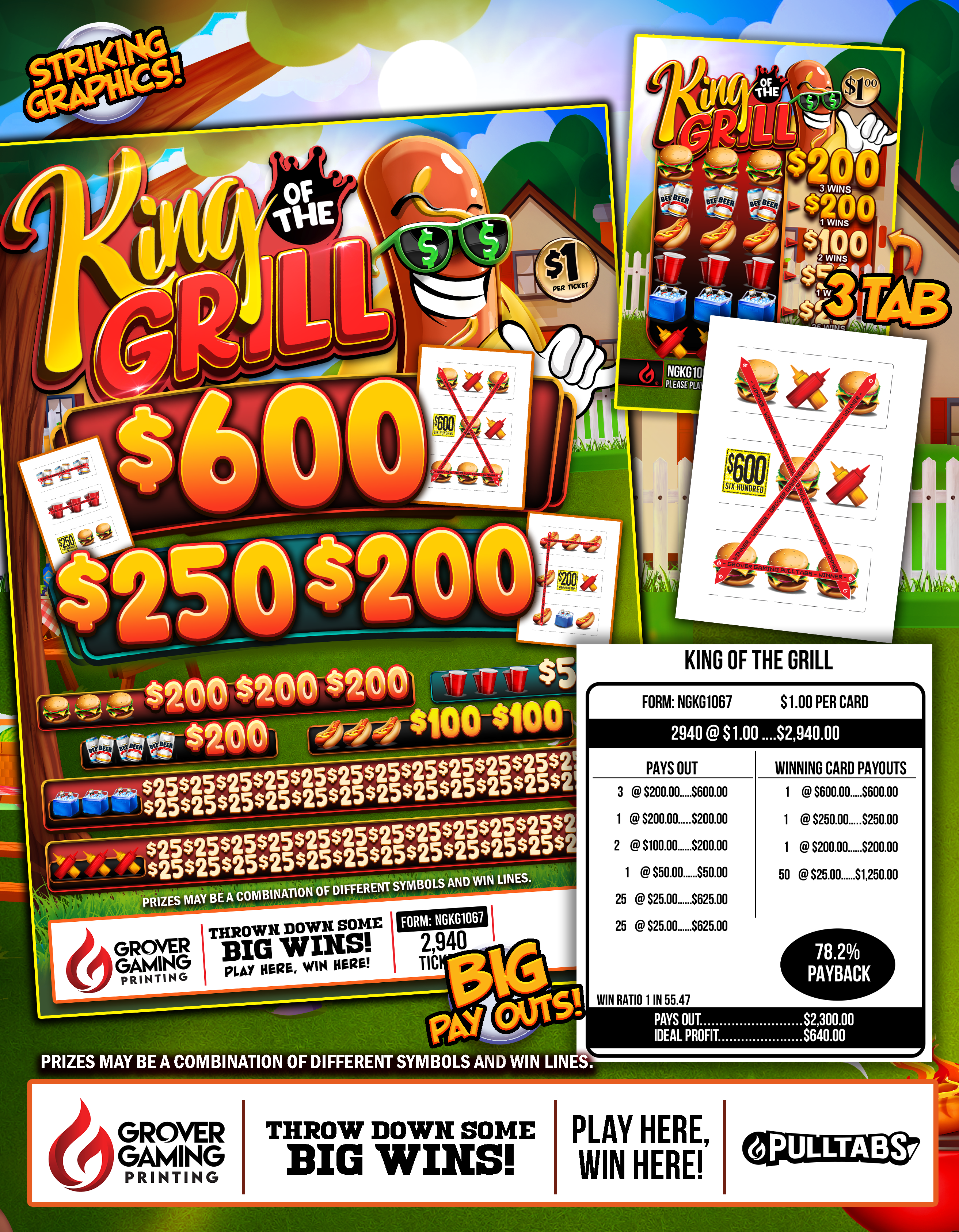 King Of The Grill $1 - Pull Tab  #NGKG1067