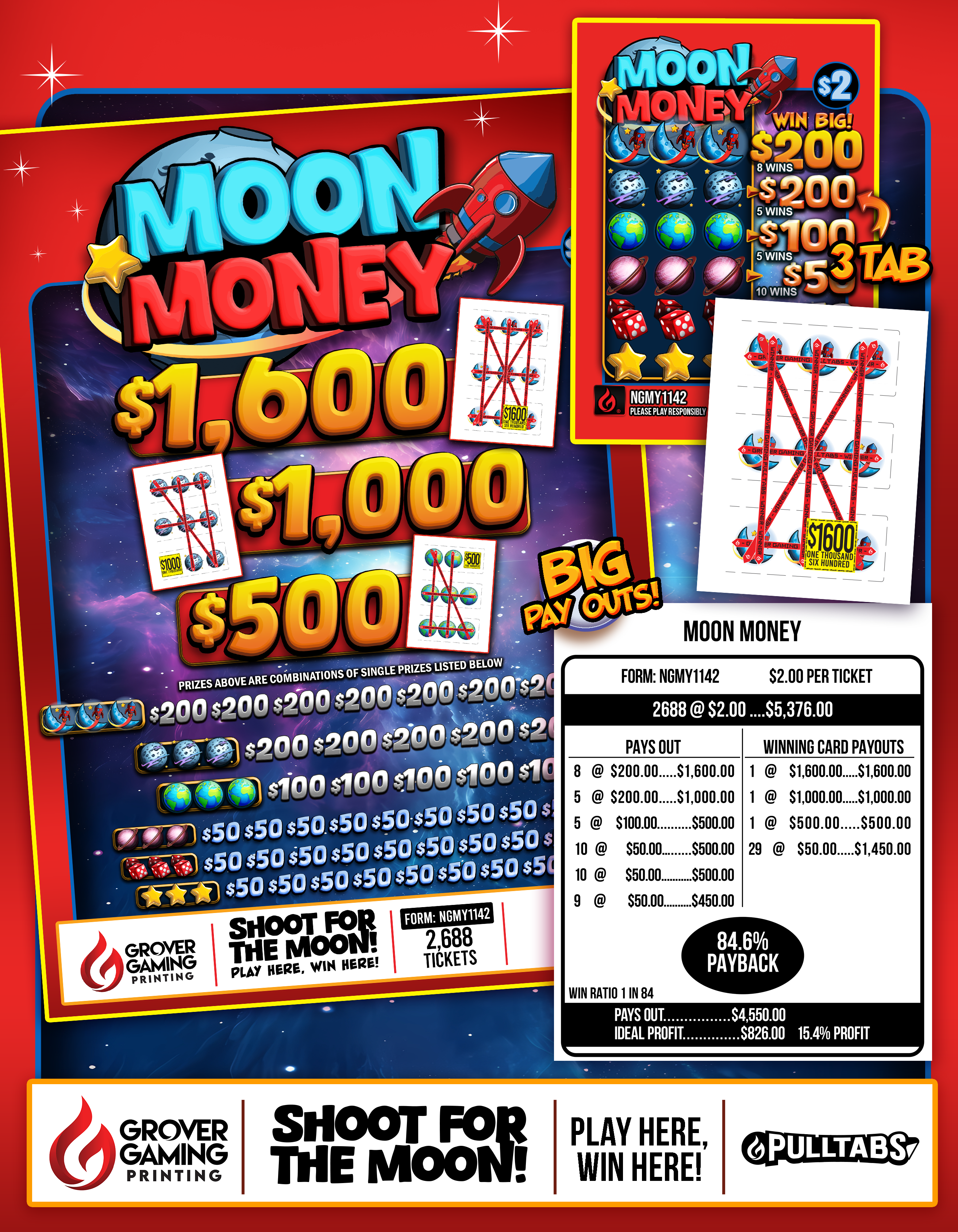 Moon Money  $2 - Pull Tab # NGMY1142