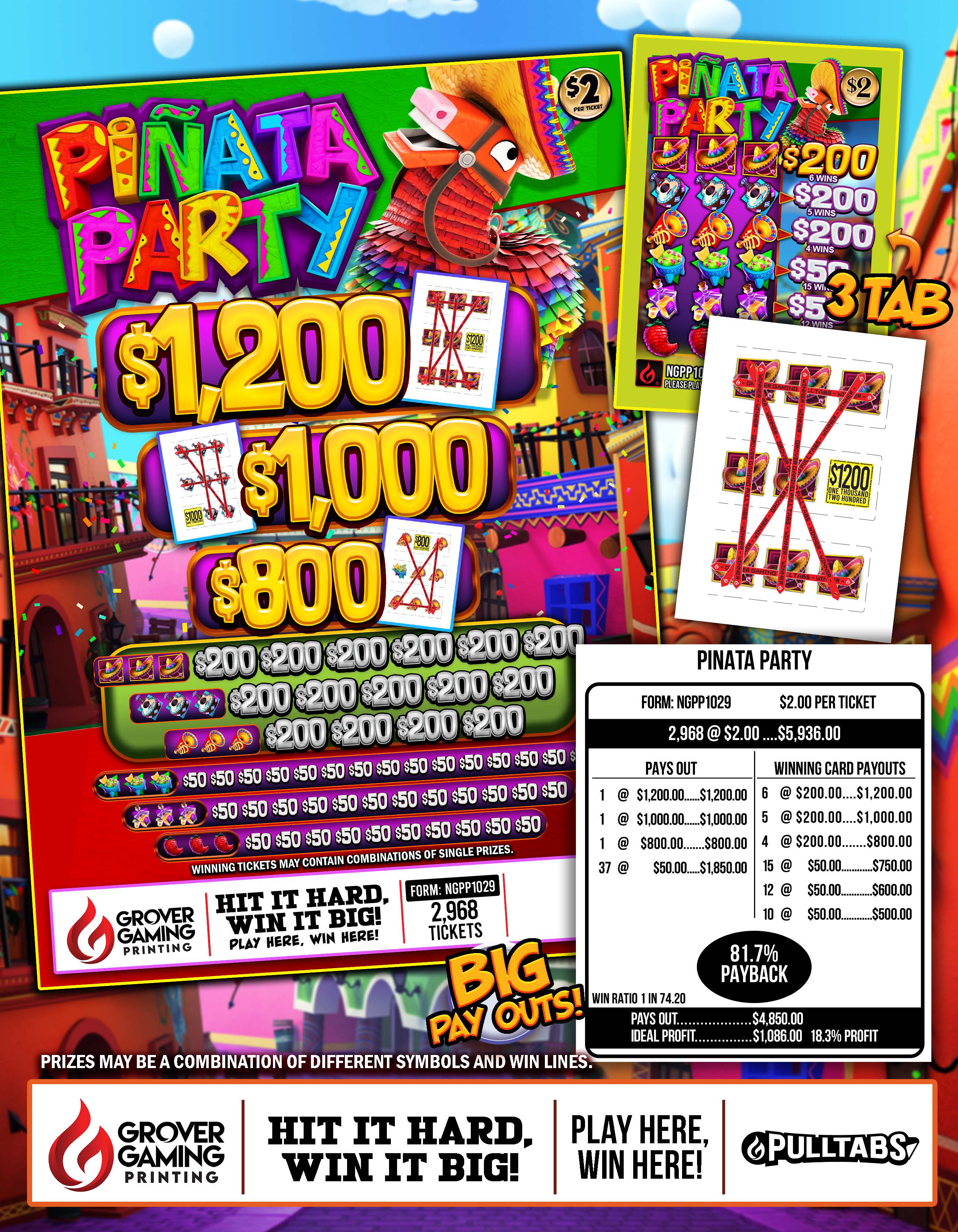 PINATA PARTY  $2 - Pull Tab # NGPP1029