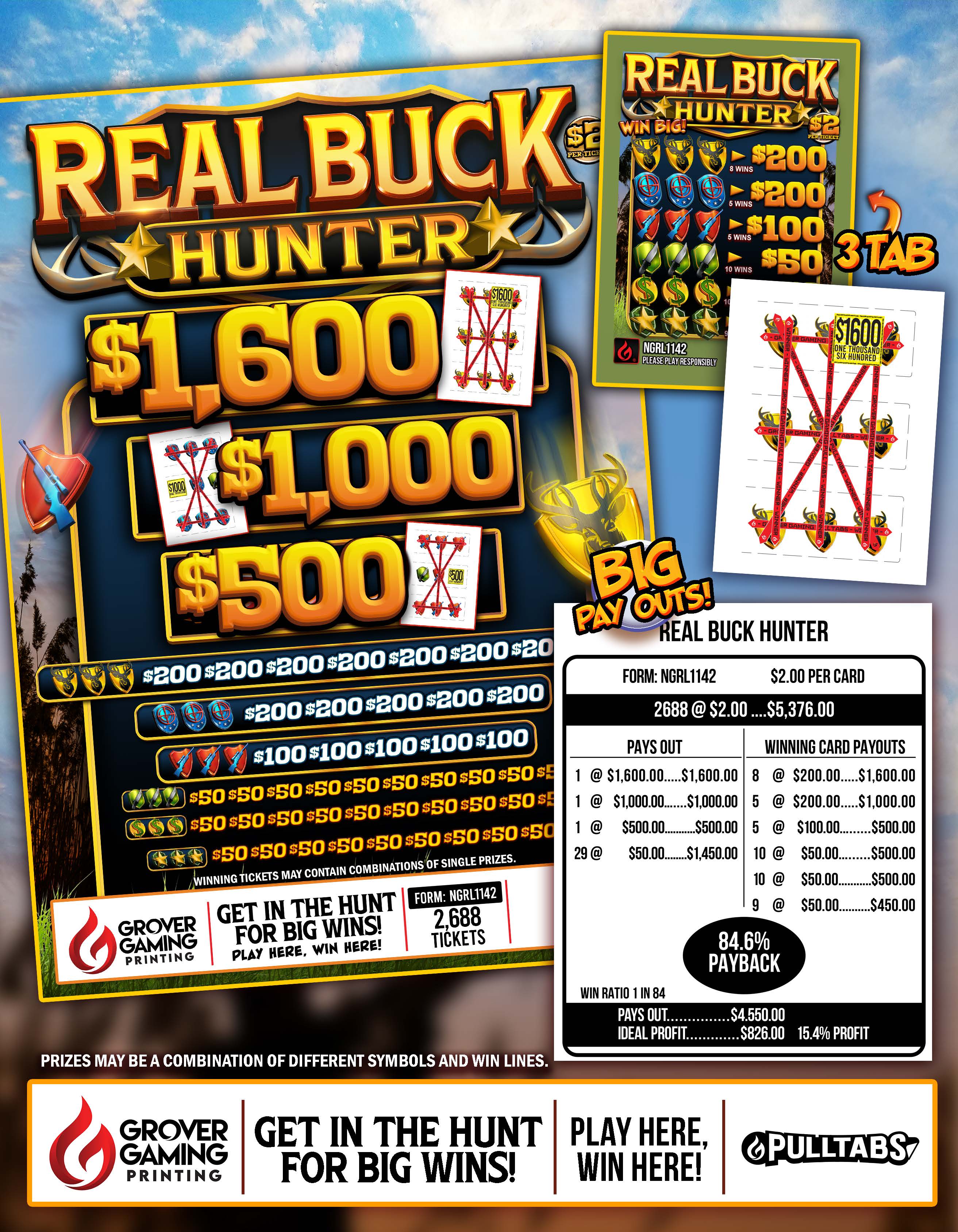 REAL BUCK HUNTER  $2 - Pull Tab # NGRL1142