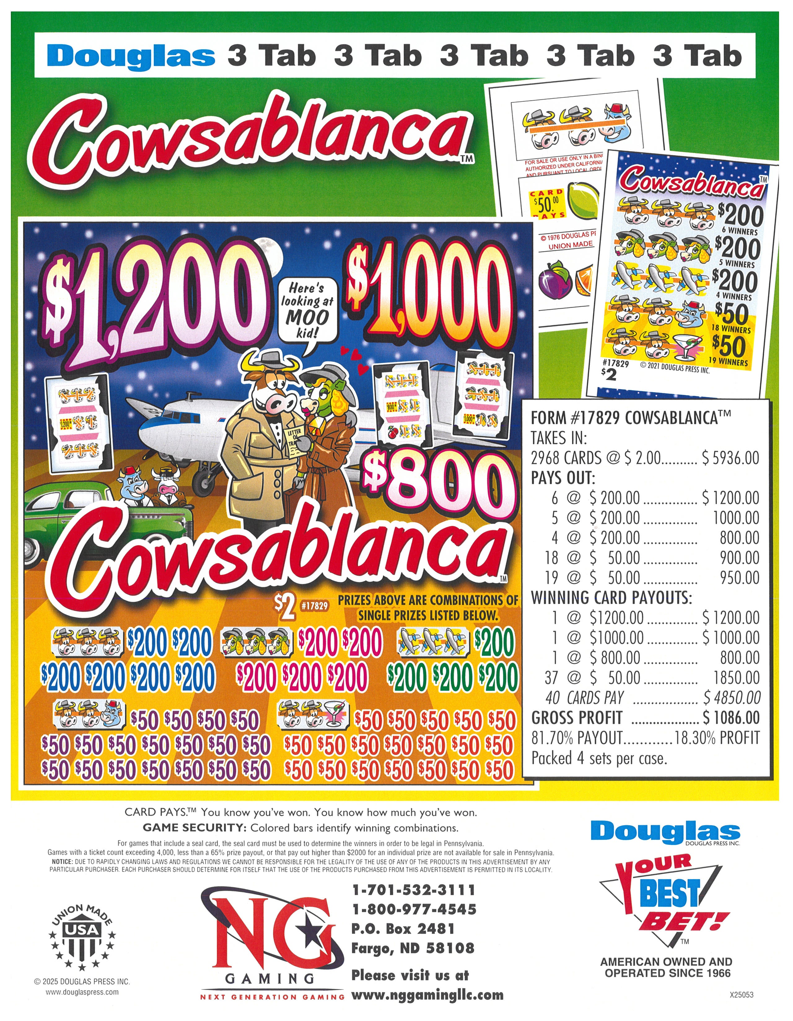 Cowsablanca  $2 - Pull Tab #17829
