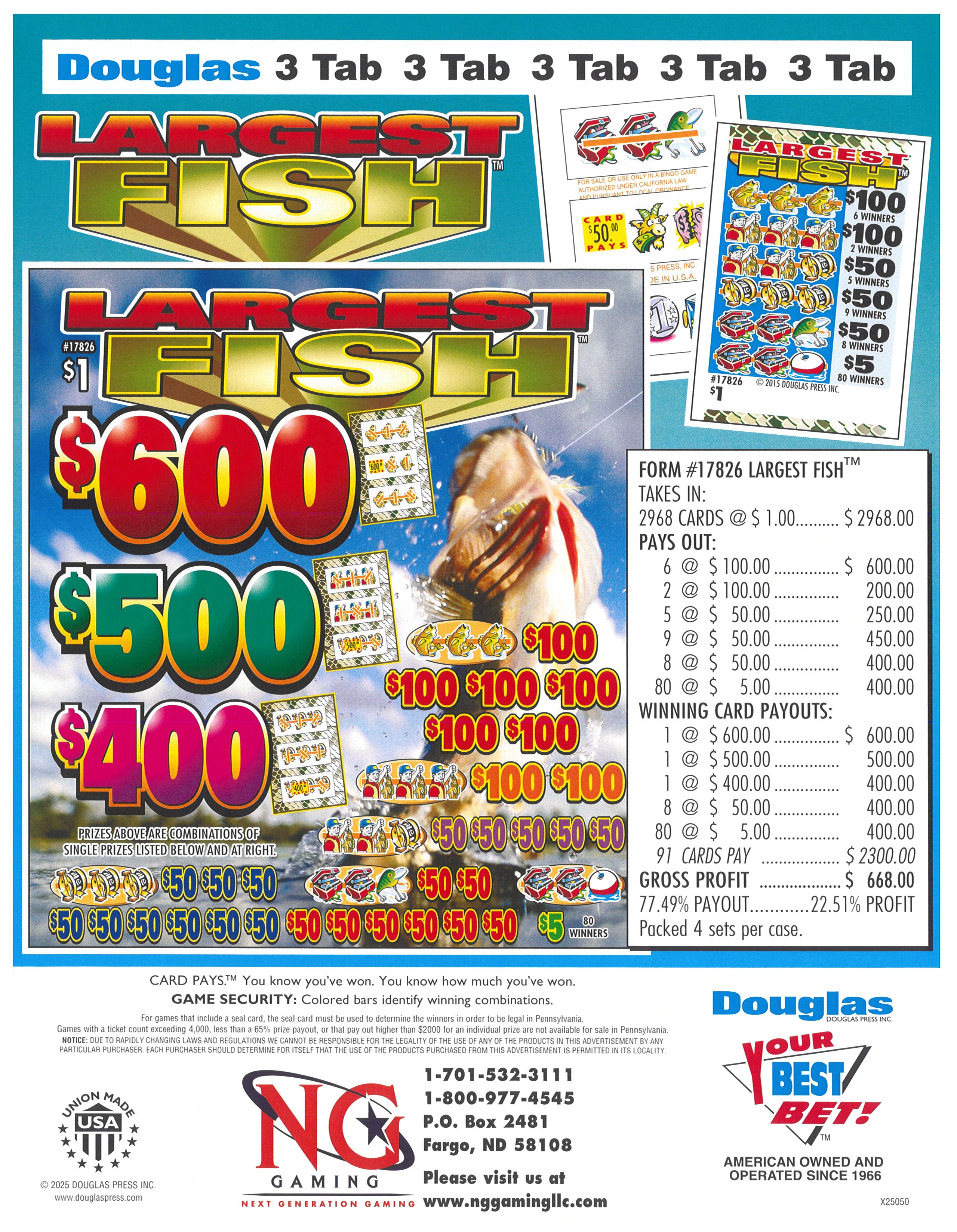 Largest Fish $1 Pull-Tab  #17826